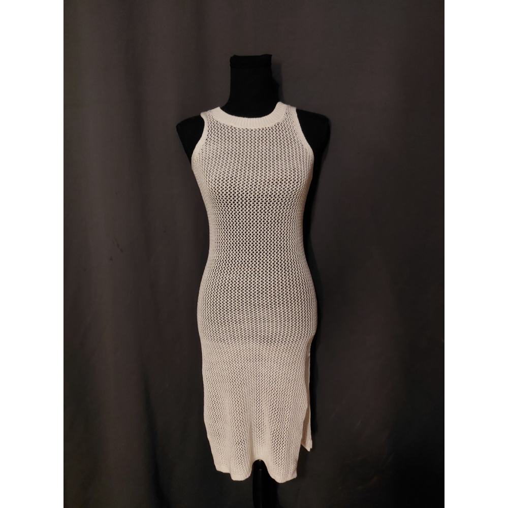 NEW LuLu's Sandy Cove Cream Sheer Crochet Knit Swimwear Cover Up Size XS
